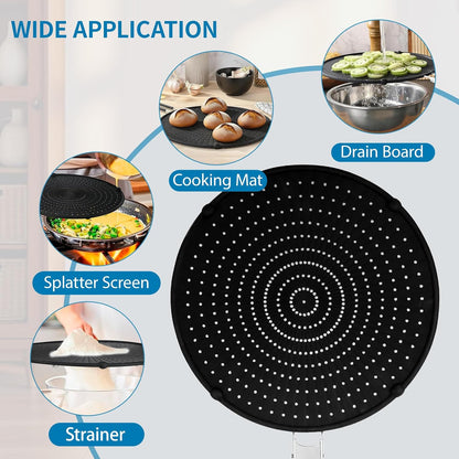 Splatter Screen Compatible with Hexclad,Silicone,12.5 Inches | Heat Resistant,with Folding Handle,Grease-Free Cooking,Dishwasher Safe,12.5 Inches,Black