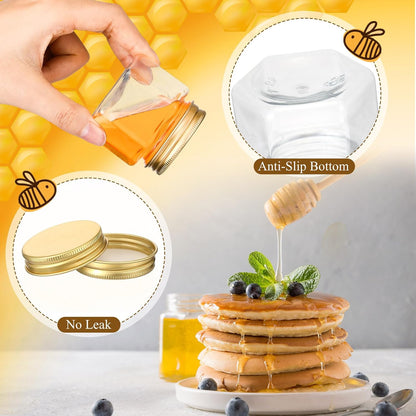 Funnymoom 2.5 oz Mini Honey Jars with Wooden Dippers, Classic