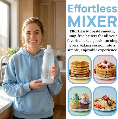 Pancake Batter Dispenser with BlenderBall & Wire Whisk Includes Silicone Spatula & Cleaning Brush