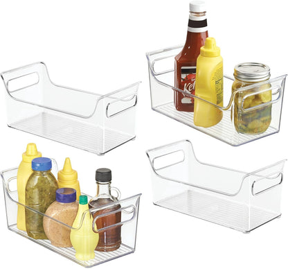 iDesign Plastic Condiment Organizer with Handles, Set of 2, Clear | For Fridge, Made in USA