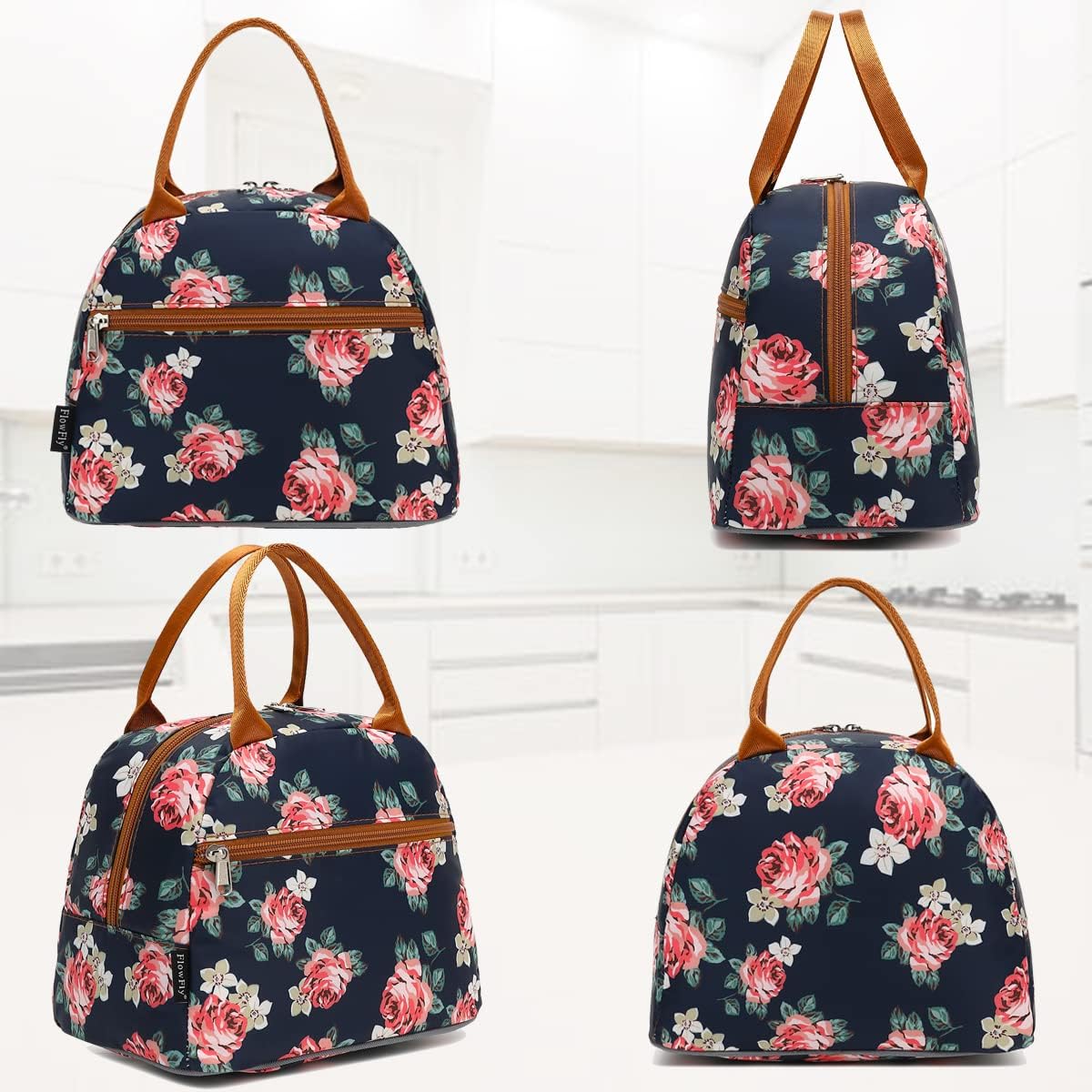 FlowFly Insulated Lunch Cooler Bag - Tote Bag Organizer for Women/Men, Black - Colors B