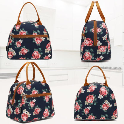 FlowFly Insulated Lunch Cooler Bag - Tote Bag Organizer for Women/Men, Black - Colors B