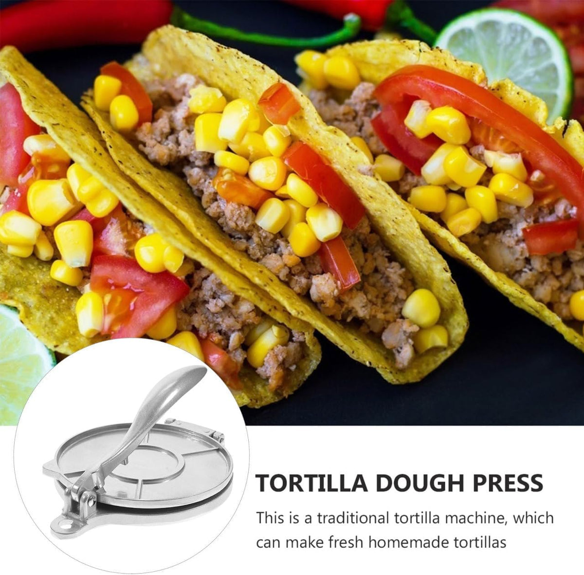 YARNOW Tortilla Press 6.49 inch Aluminum Alloy Dough Press Machine for Flour Tortillas Empanadas Pie Shells Dumplings and Flatbreads Kitchen Tool for Home Cooking