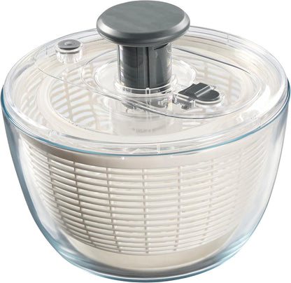 Le'raze Glass Salad Spinner with Airtight Lid - BPA-Free - Easy Pump Lettuce Spinner Washer | Fruit Washing Bowl with Strainer | Vegetable Cleaner | Large Capacity Borosilicate Glass, 6.22 Quart