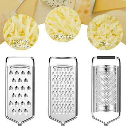 Cheese Grater, Sopito 3 Packs Stainless Steel Lemon Zester Grater with Silicone Handle for Cheese, Chocolate, Spices, and More