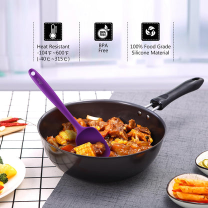 HOTEC Heat Resistant 600℉ Food Grade Silicone Rubber Spatula Set for Baking, Cooking, and Mixing Non Stick Dishwasher Safe BPA-Free Multicolor Set of 5