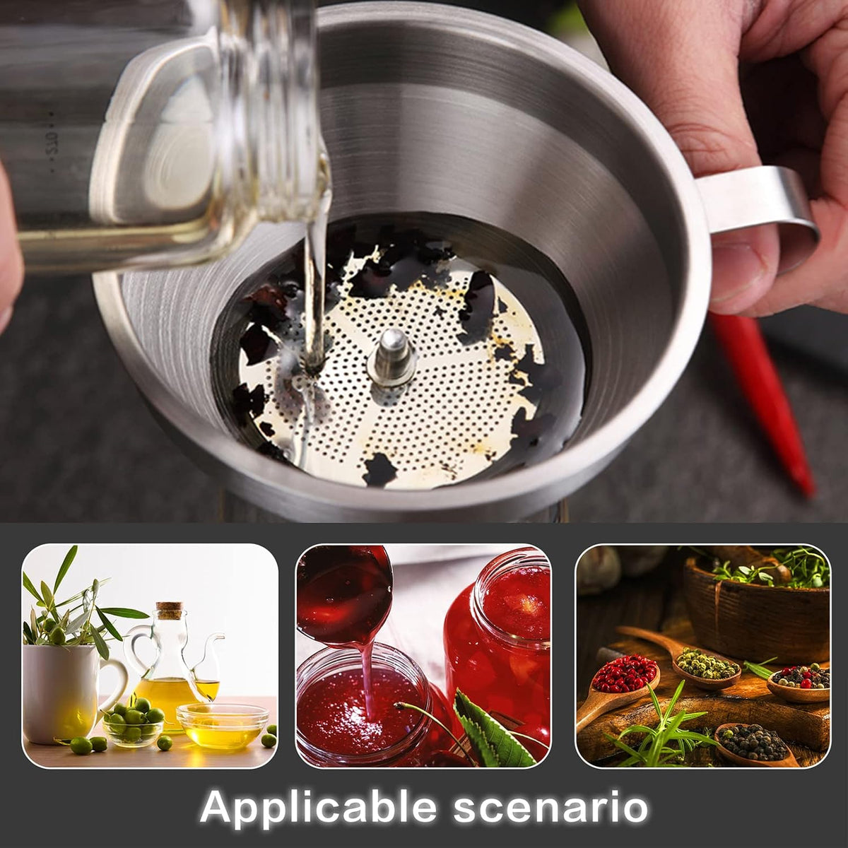 Canning Funnel for Wide and Regular Jars, Wide Mouth Funnel Stainless Steel Funnels for Kitchen Use, Metal Funnels Set for Transferring Liquid Power Jam Grains Dry and Wet Ingredients