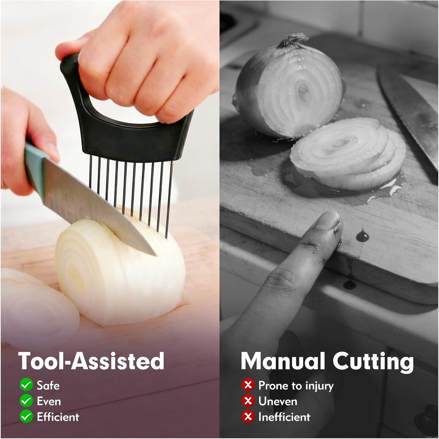 Onion Holder for Slicing, Stainless Steel Onion Slicer Holder, Onion Slicer Cutter Chopper, Vegetable Fruit Tomato Slicer, Food Vegetable Chopper, Kitchen Gadgets