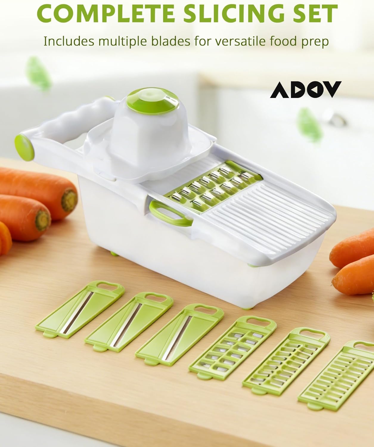 Mandoline Slicer for Kitchen, Adjustable Mandoline Food Slicer, Vegetable Slicer, Potato, Onion, Cucumber, Veggie Slicer, Multifunctional Vegetable Chopper with Container, Essential Kitchen Gadgets