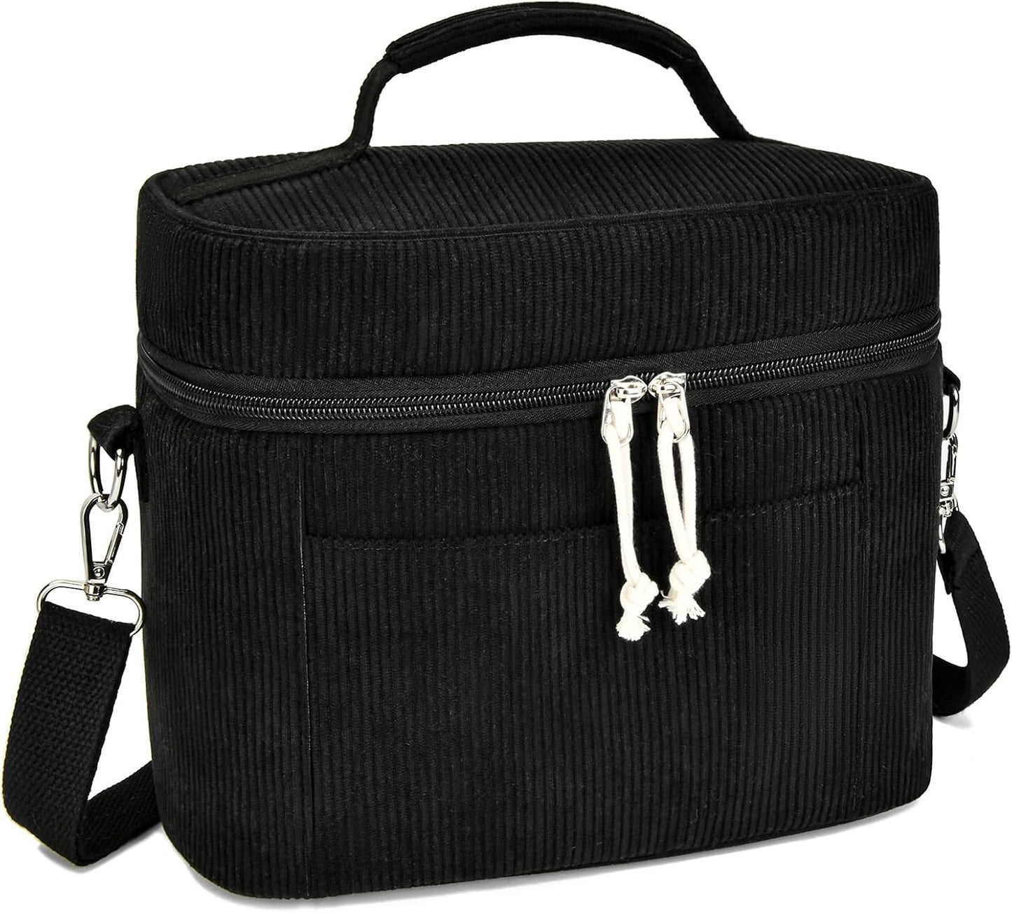 HowFly Lunch Bag Women Lunch Box for Women Cute Corduroy Insulated Lunch Bag Adult Large Cooler Lunch Tote Bags for Work Picnic Beach, Blue
