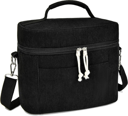 HowFly Lunch Bag Women Lunch Box for Women Cute Corduroy Insulated Lunch Bag Adult Large Cooler Lunch Tote Bags for Work Picnic Beach, Blue