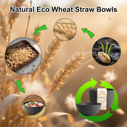 Wrova Wheat Straw Bowls for Kitchen set of 6,Anti-Scald Thick Soup Bowls 40oz,Microwave and Dishwasher Safe Bowl Sets, Unbreakable Cereal Bowl Sets. Vibrant Series