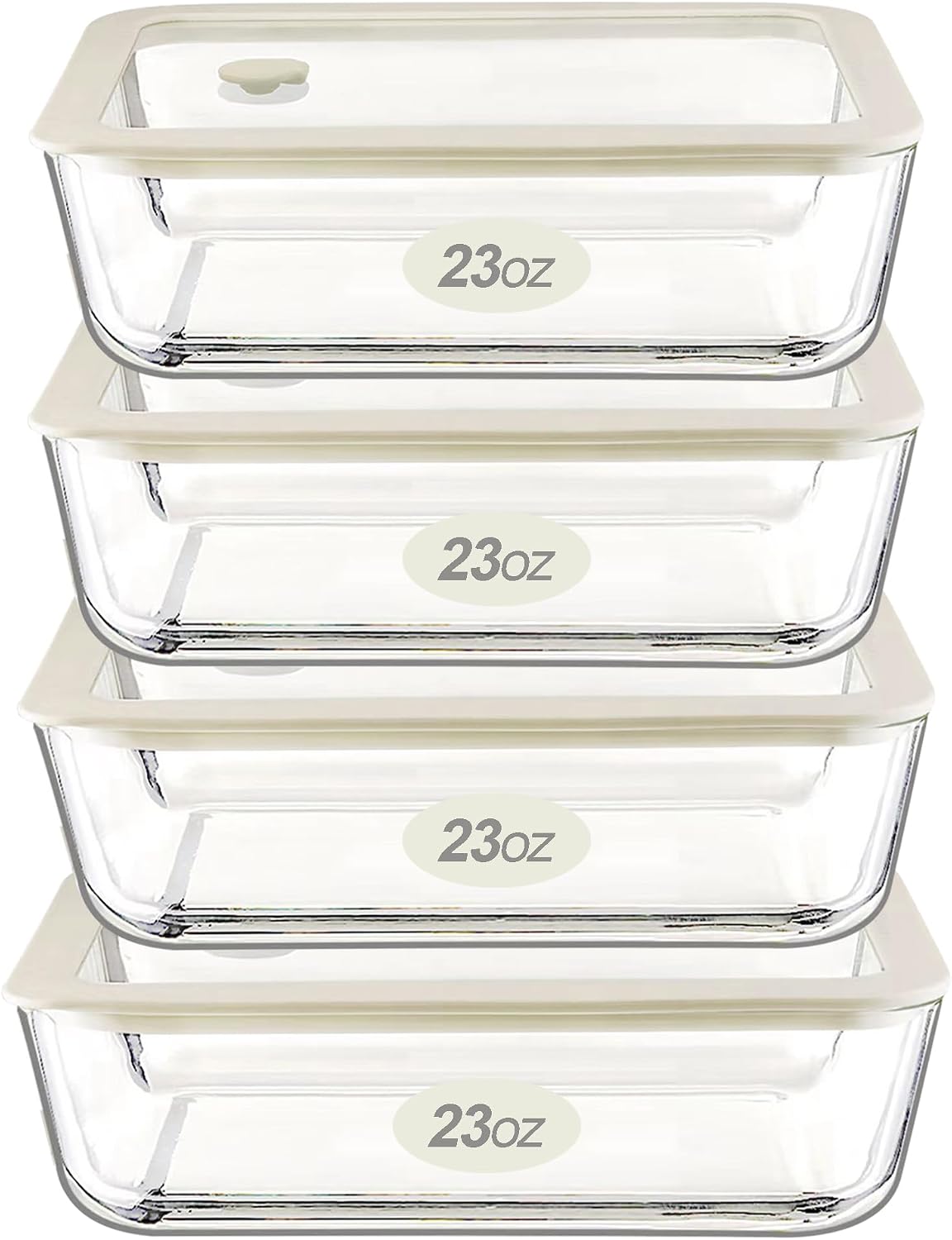 Urban Green Glass Food Container Set with Glass Lid, 3 Pack, Food Storage Containers Set, Airtight, LeakProof, 100% Plastic Free, Meal Prep Containers (White Color)