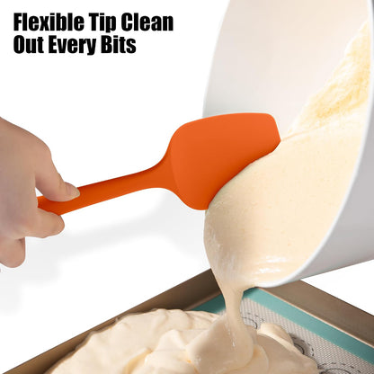 Heat Resistant Silicone Spoon Spatulas, Doosu 600°F High Temp Flexible Cooking Spoons Kitchen Spoonula Scratch-Proof for Mixing Stirring Scraping Serving Non-Stick Cookware (Set of 3, Multi-4)