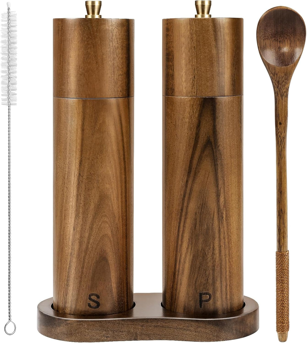 8 Inch Manual Wooden Salt and Pepper Grinder, Refillable Mill