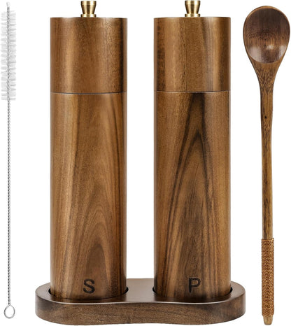 8 Inch Manual Wooden Salt and Pepper Grinder, Refillable Mill