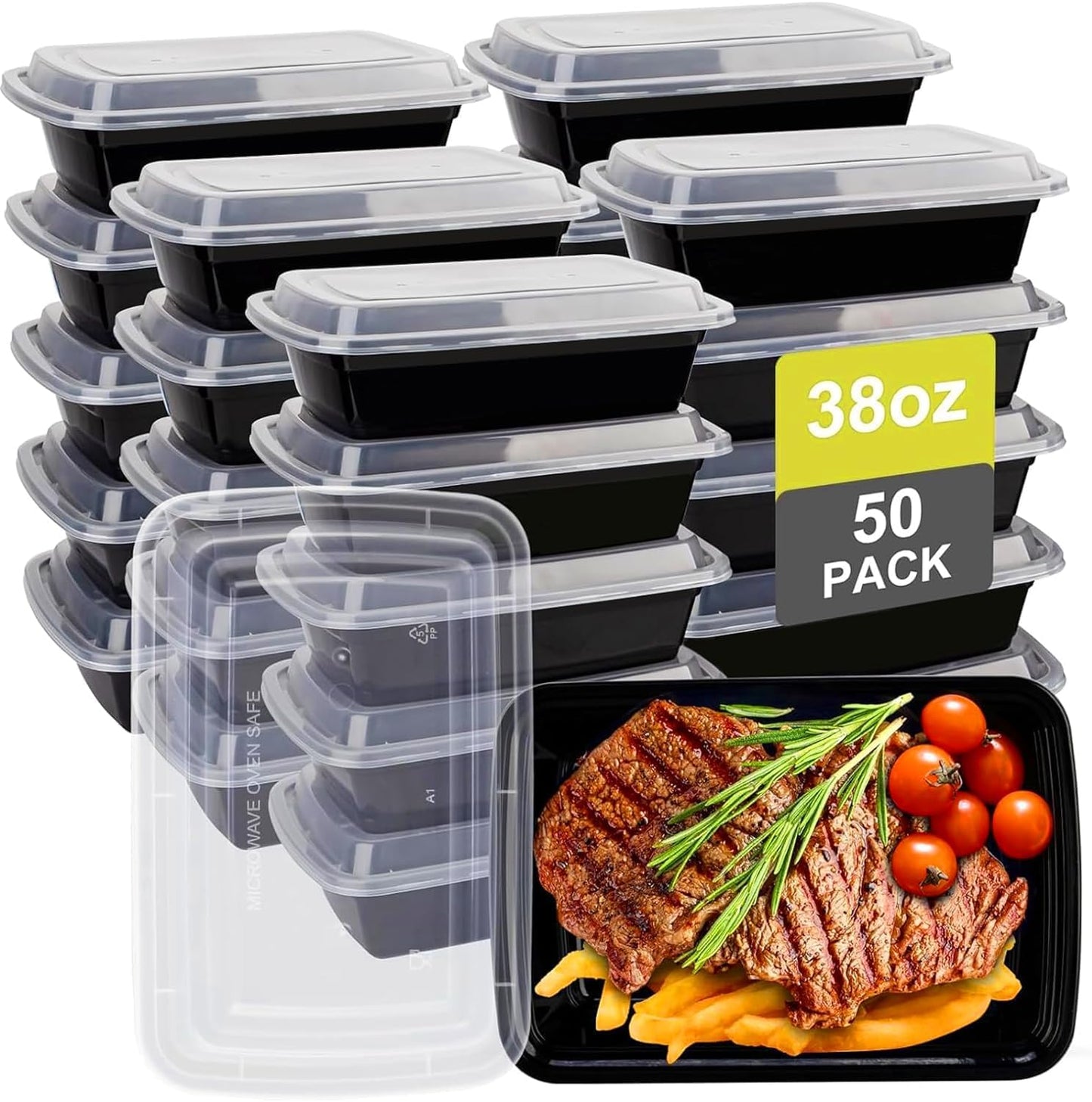 Meal Prep Containers Reusable - 48oz Food Storage Containers with Lids 30 Pack, To Go Food Containers for Meal Prep, Disposable To Go Container with Lids, BPA Free, Microwave/Dishwasher/Freezer Safe