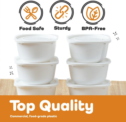 GSM Brands Pizza Dough Proofing Boxes - Stackable Commercial Quality Trays with Covers (5.3 x 5.3 x 2.5 Inches, 20 fl. oz. Each) - 6 Trays and 6 Covers