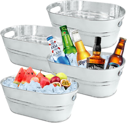 4Pcs 3 Gallon Black Galvanized Bucket Ice Bucket Large Metal Drink Buckets for Parties Beer Beverage Tub with Scoops for Champagne Cocktails Wine Cooling for Mimosa Bar Supplies