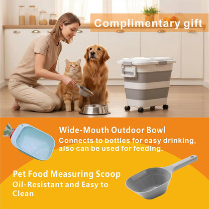 24-28 Lbs Airtight Collapsible Dog Food Storage Container with Wheels & Scoop – Foldable Pet Food Storage Bin for Dog & Cat Food, Animal Food Storage, Dog Supplies Storage Container