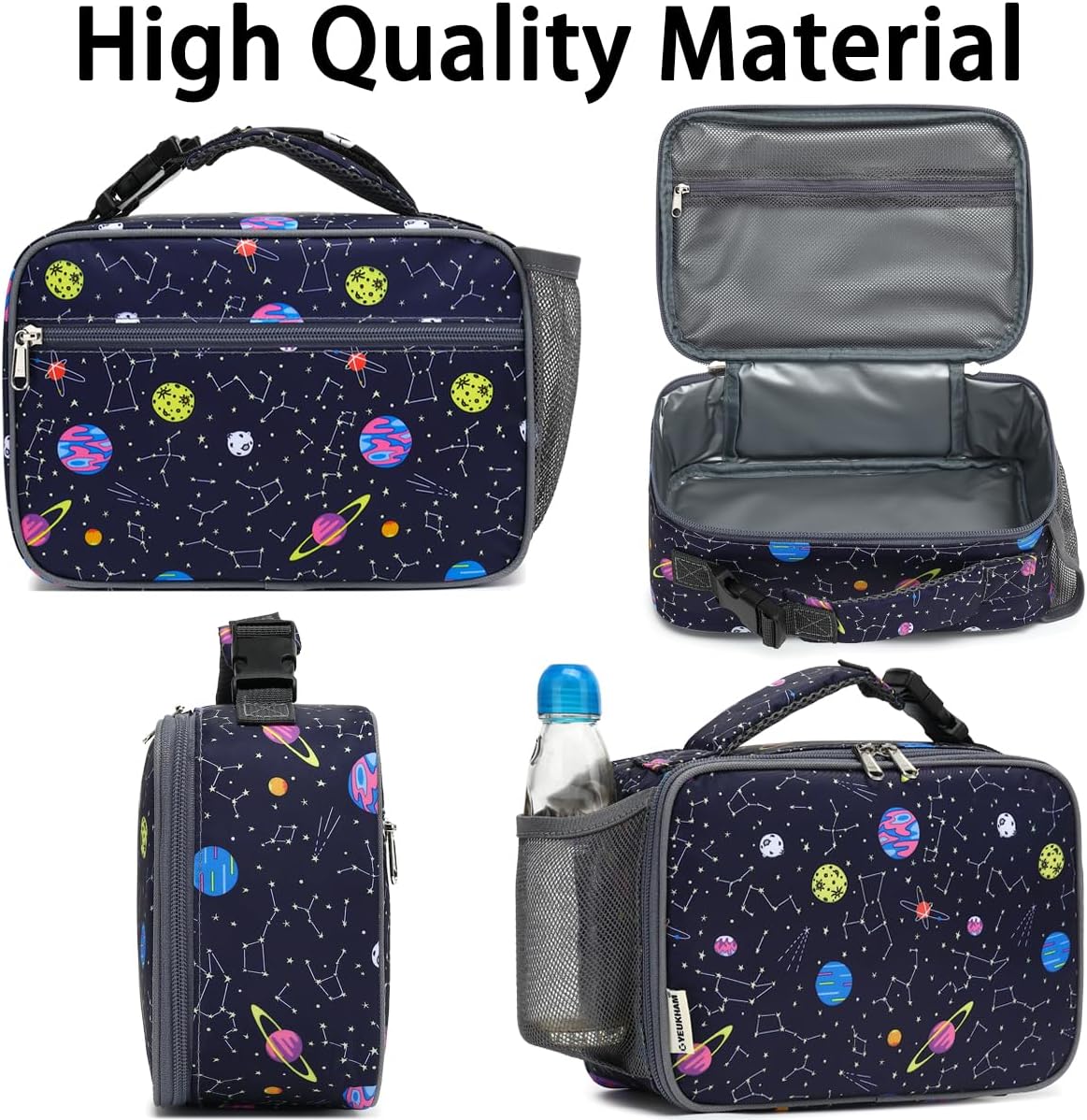 GYEUKHAM Insulated Lunch Box for School, Thermal Reusable Durable Freezable Lunch Bags for Kids Boys Girls Men Women - Small Soft Cooler Portable Lunch Tote Kit for Work Picnic Travel,Black