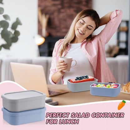 Layhit 4 Pcs Silicone Bento Box Lunch Box for Adult, 23.7 oz Reusable Sandwich Containers Food Storage with Lids Airtight for Lunch Meals Snacks, Dishwasher Freezer Safe (Matte Multicolor)