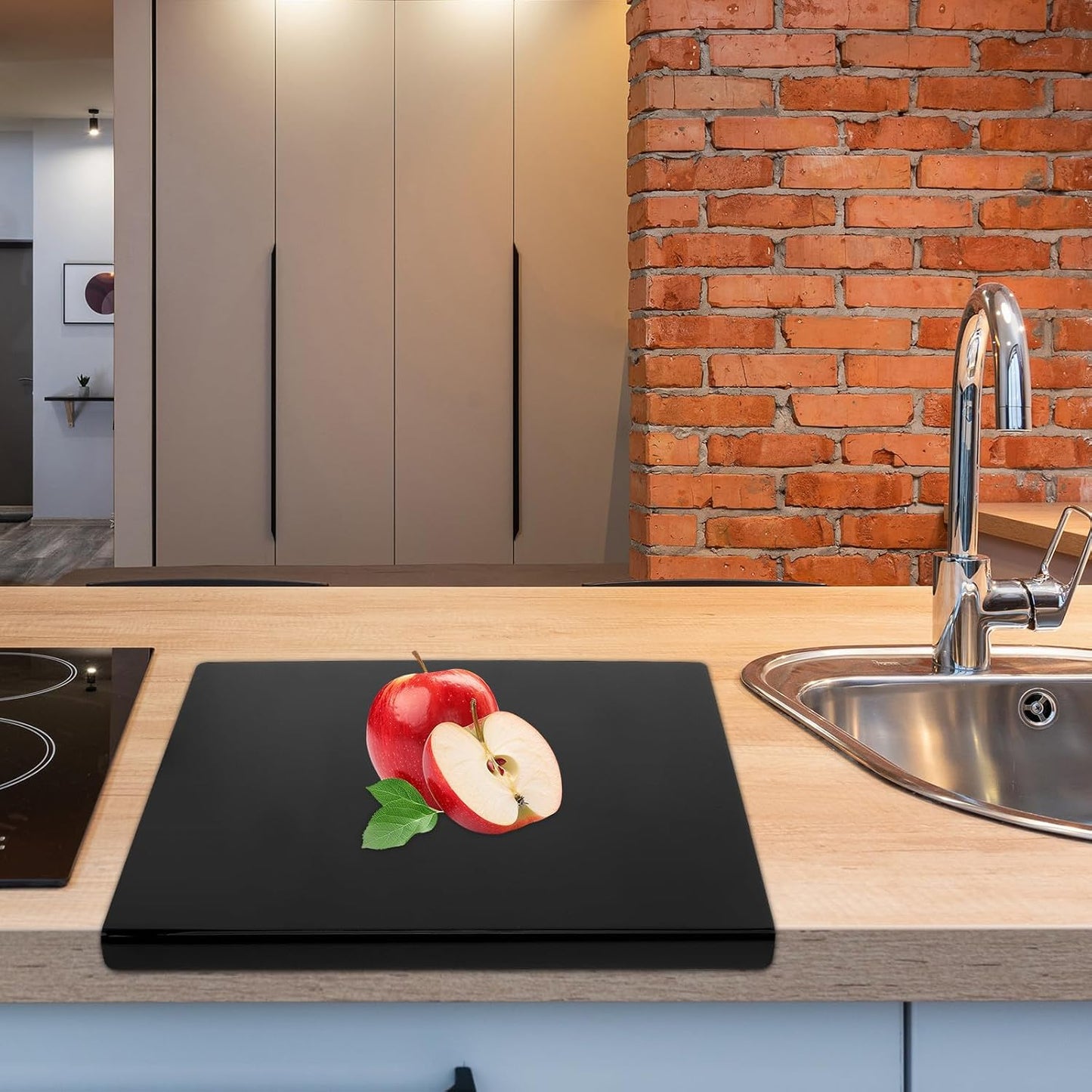 PRETYZOOM Black Non-slip Acrylic Cutting Board Large 42.5x32.5cm Kitchen Countertop Chopping Mat for Fruits Vegetables and Meat