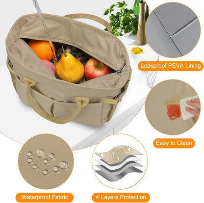 MAXTOP Lunch Bag Women for Work Insulated Thermal Lunch Box for Men with Wide-Open Pocket Reusable Leakproof Cooler Bags with Removable Shoulder Strap for Teacher Nurse Office Picnic Travel Black