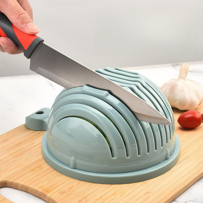 Fruit and Vegetable Cutter Bowl, Slicers for Fruits and Vegetables, Salad Chopper Cutter (Blue)