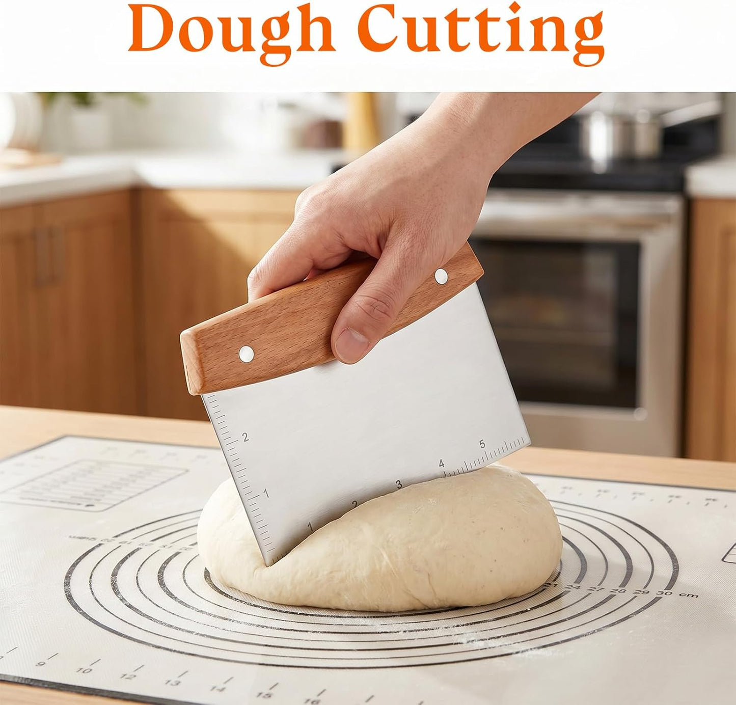 Dough Cutter and Scraper Stainless Steel Multipurpose Bench Scraper for Bread Kitchen Gadgets for Pastry Pizza Bread Food Cutter Cooking