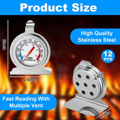 12 Pcs Oven Thermometer for Gas Oven 100-600°F with 431 Stainless Steel