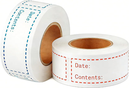 HUOJI 300pcs Removable Food Labels, 1'' x 3'' Date Stickers for Freezer, Refrigerator Food Containers, No Residue(2 Rolls, 2 Colors)