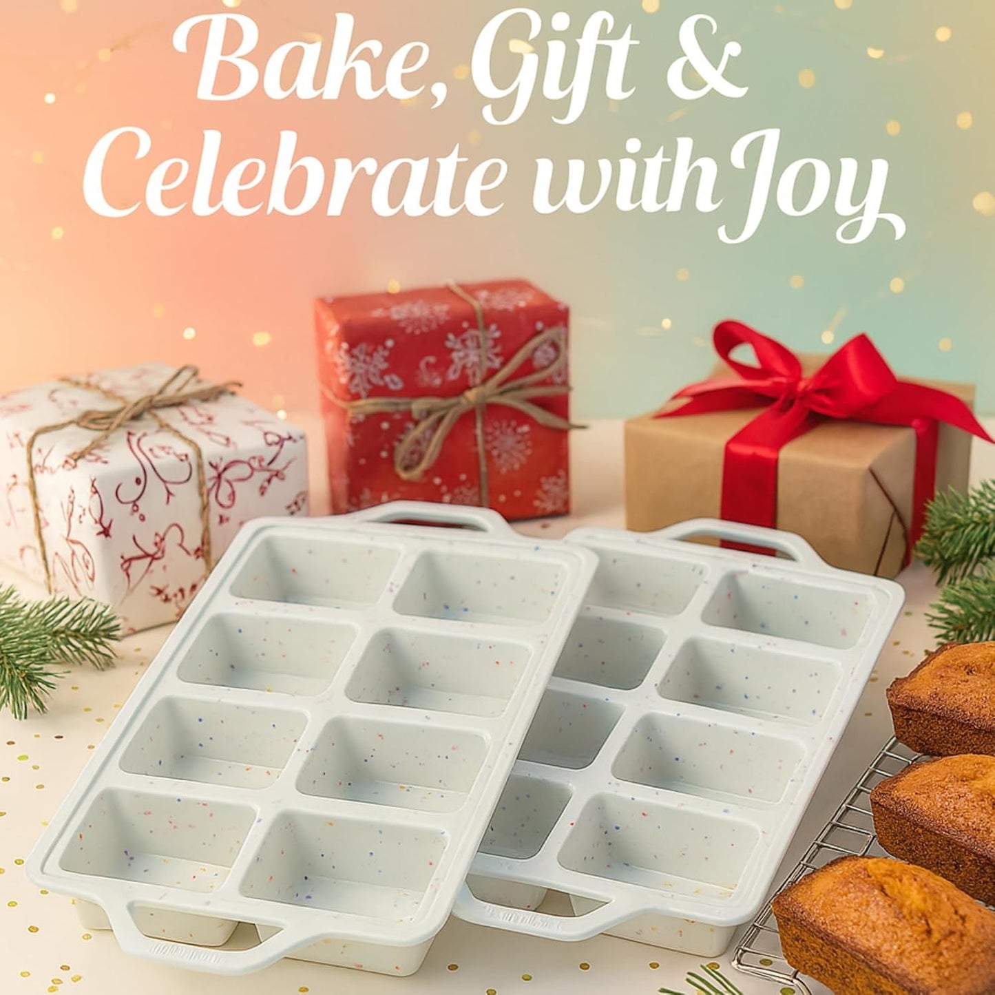 2-Pack Silicone Muffin Pan Set – Regular 12 Cup & Mini 24-Cup Silicone Muffin Pans for Baking – Nonstick Silicone Cupcake Pan with Metal-Reinforced Handles – BPA-Free, Dishwasher-Safe, Cream