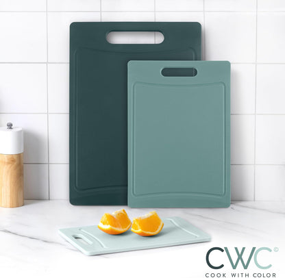 COOK WITH COLOR Non-Slip Cutting Board Set – Kitchen Essentials with Easy Grip Handle for Meat, Veggies, and Fruits, 3 Cutting Boards, Speckled White