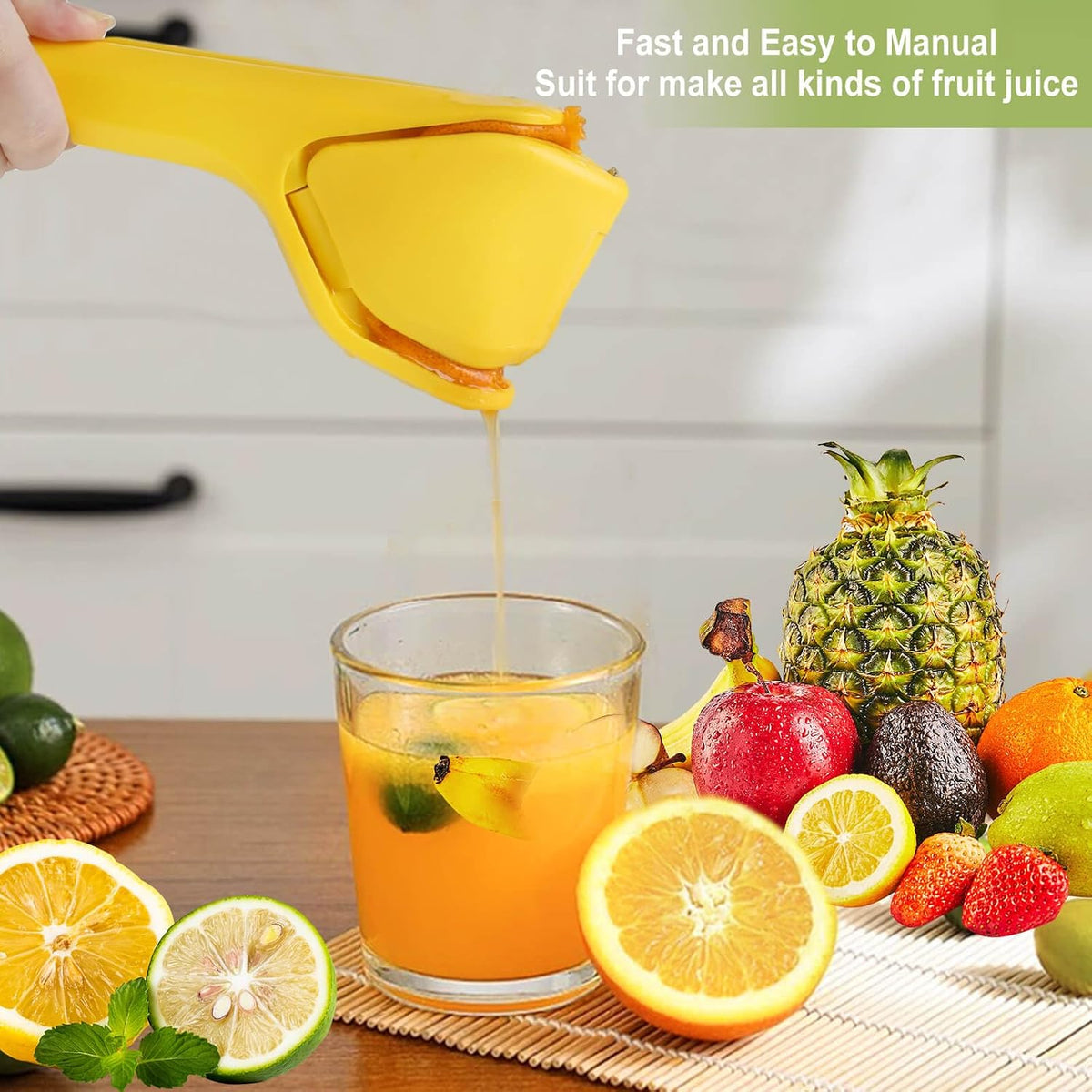 Lemon Squeezer, Effortless Manual Flat Lime Juicer Hand Press