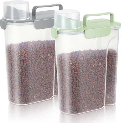 LEAWALK 5-7Lbs Dog Cat Food Storage Container with Upgraded Large Nozzle BPA-free, 4 Snap Seals Plastic Pet Food Storage Containers with Handles are Easy to Clean and Carry
