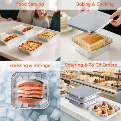 8x8 Aluminum Pans - 20 Pack Disposable Foil Pans, Heavy Duty Square Aluminum Baking & Roasting Trays for Meal Prep, Food Storage, Heating & Party Serving