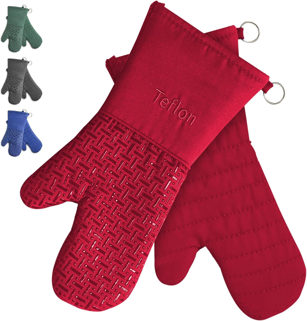 Xlnt Extra Long Oven Mitts (Black) | Teflon EcoElite Water Repellent | Heat Resistant for Oven Cooking, Grill & BBQ | Non Slip Gloves with Teflon EcoElite Finish, Cotton Lining & Hanging Loop