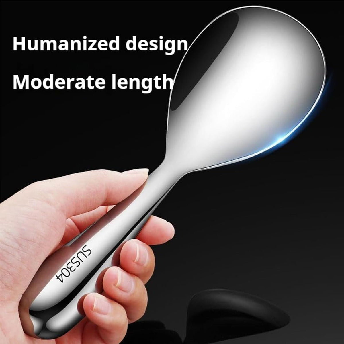 Comicfs Rice Paddle Spoon 304 Stainless Steel Thickened Rice Spoon Rice Spatula Non Stick Rice Scooper for Rice Mashed Potato Salads, Apply for Kitchen Home Restaurant Hotel Serving (Bright)