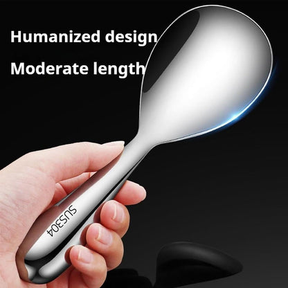 Comicfs Rice Paddle Spoon 304 Stainless Steel Thickened Rice Spoon Rice Spatula Non Stick Rice Scooper for Rice Mashed Potato Salads, Apply for Kitchen Home Restaurant Hotel Serving (Bright)
