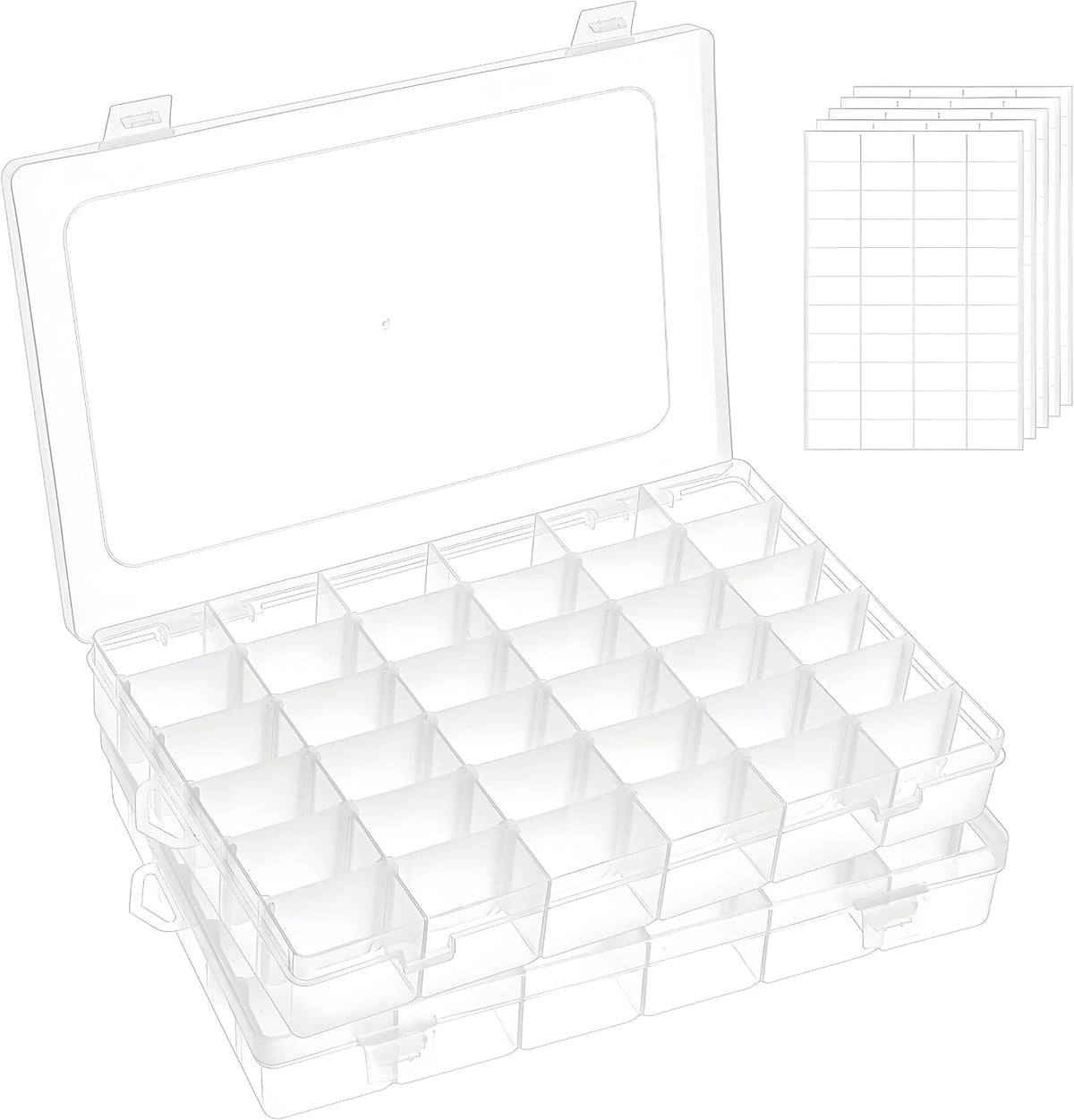Umirokin 2 Pack 15 Grids Clear Plastic Organizer Box with Adjustable Dividers, Craft Storage Containers for Jewelry, Beads, Screws, Tackle Box, Washi Tapes, Small Parts Organizer for Arts and Crafts