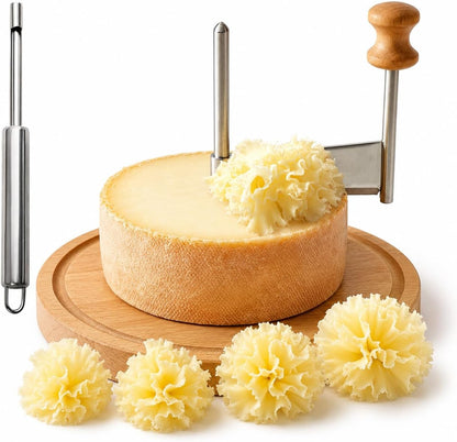 OYEWALLS Adjustable Wire Cheese Slicer for Block Cheese, Handheld Stainless Steel Cheese Cutter with 4 Extra Wires, Premium Rolling Cheese Wire Slicer for Mozzarella, Cheddar, Gruyere