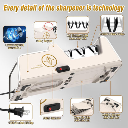VIDOME Professional 3-Stage Electric Knife Sharpener