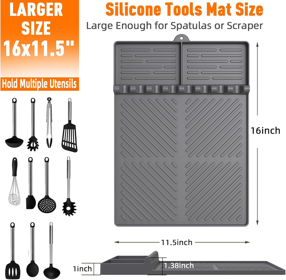 Silicone Grill Mat Compatible with Blackstone, BBQ Griddle Tool