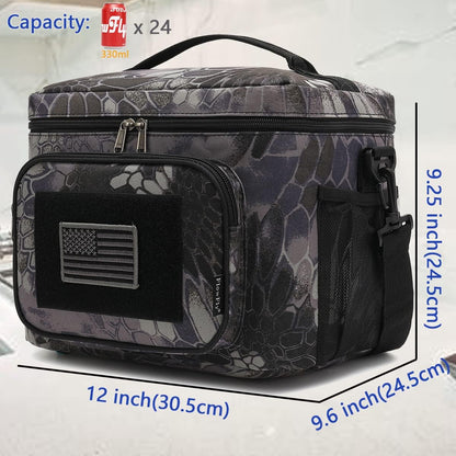 FlowFly Lunch Bag, Insulated Cooler, Thermal Lunch Box Tote with MOLLE/PALS Webbing, Adjustable Padded Shoulder Strap, for Tactical Men Women Adults and Boys Girls Kids (Cyan, Medium)