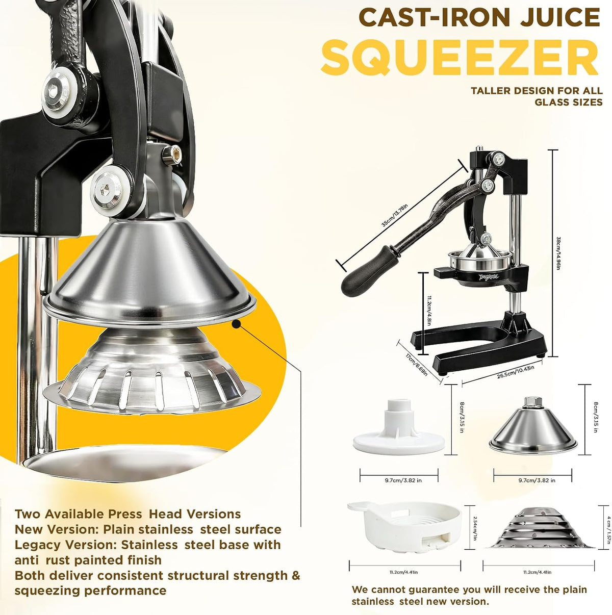 Cast Iron Hand Press, Lemon Manual Juicer, Citrus Press, Black