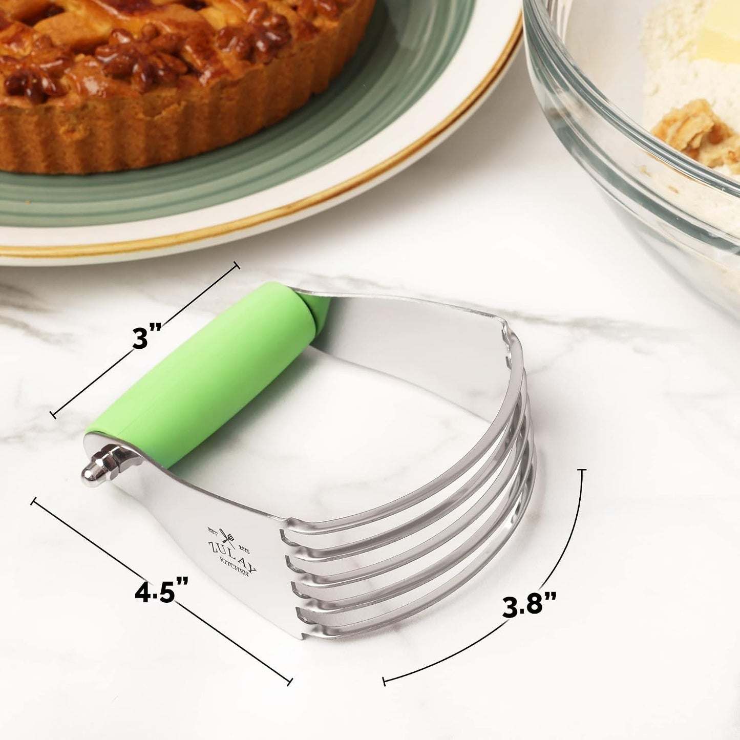 Zulay Premium Multi-purpose Stainless Steel Bench Scraper & Chopper, Easy to Read Etched Markings for Perfect Cuts, Quick & Easy Multi-use Dough Scraper, Dough Cutter & Pastry Scraper (Black)
