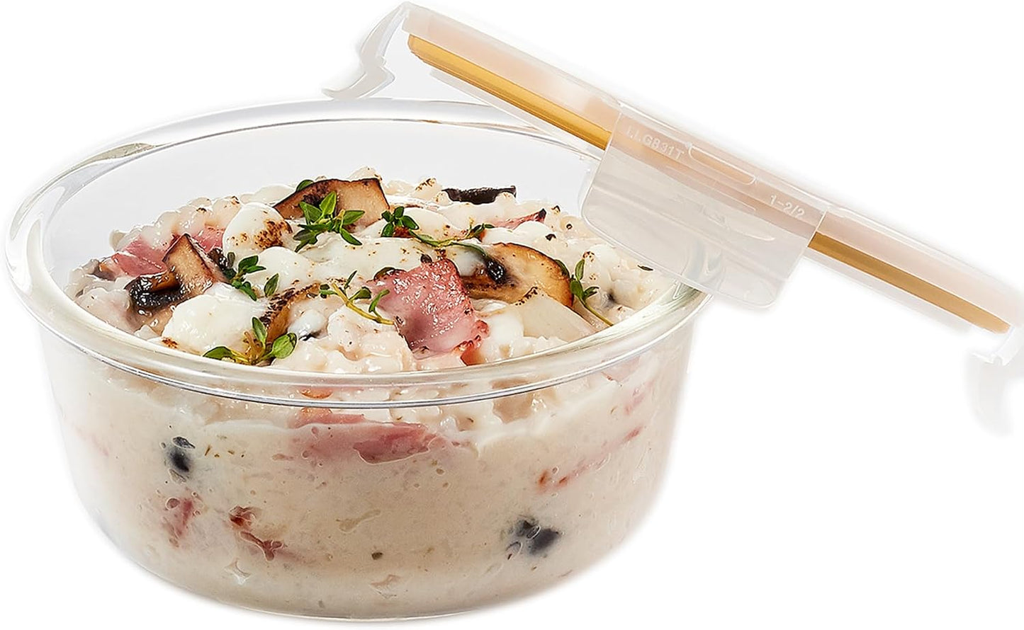 LOCK & LOCK Ovenglass Heat Resistant Glass Round Food Storage Container with Steam Vent, 32.12-oz / 4.02-cup