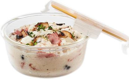 LOCK & LOCK Ovenglass Heat Resistant Glass Round Food Storage Container with Steam Vent, 32.12-oz / 4.02-cup