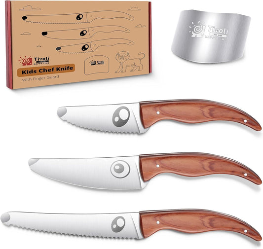 TIVOLI Kids Chef Knife Set with Finger Guard, 3 PCS Safety Cooking Knives